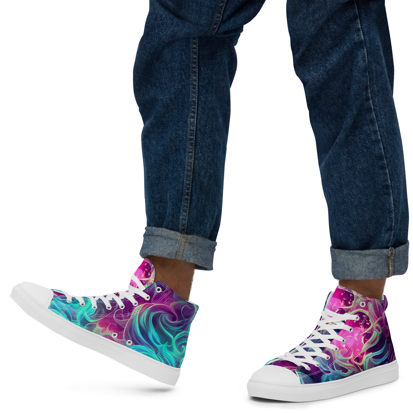 Men's High Top Canvas Shoes - Galactic Bloom