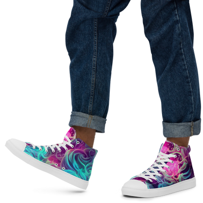 Men's High Top Canvas Shoes - Galactic Bloom