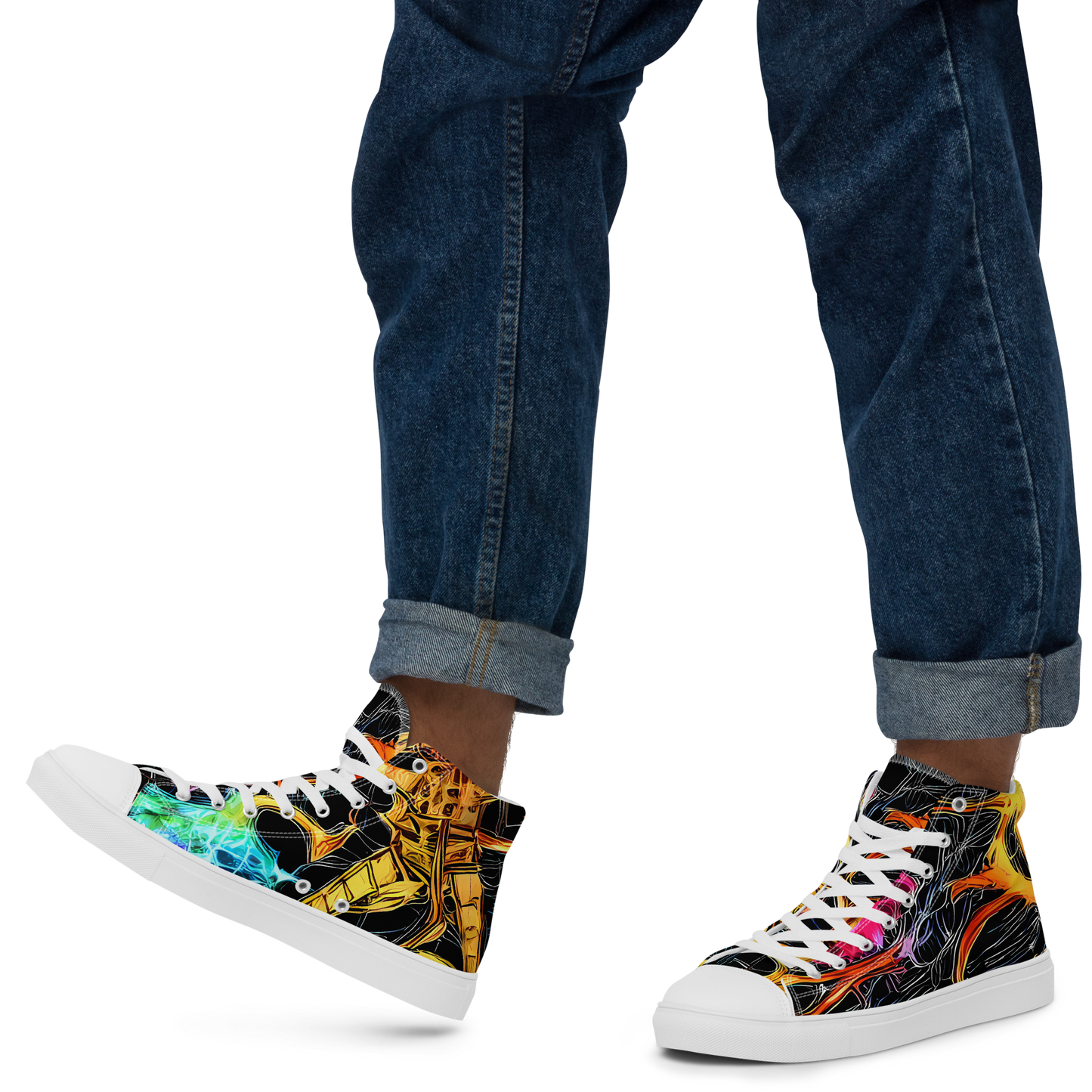 Men's High Top Canvas Shoes - Psychedelic Pulsar