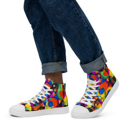 Men's High Top Canvas Shoes - Galactic Jigsaw