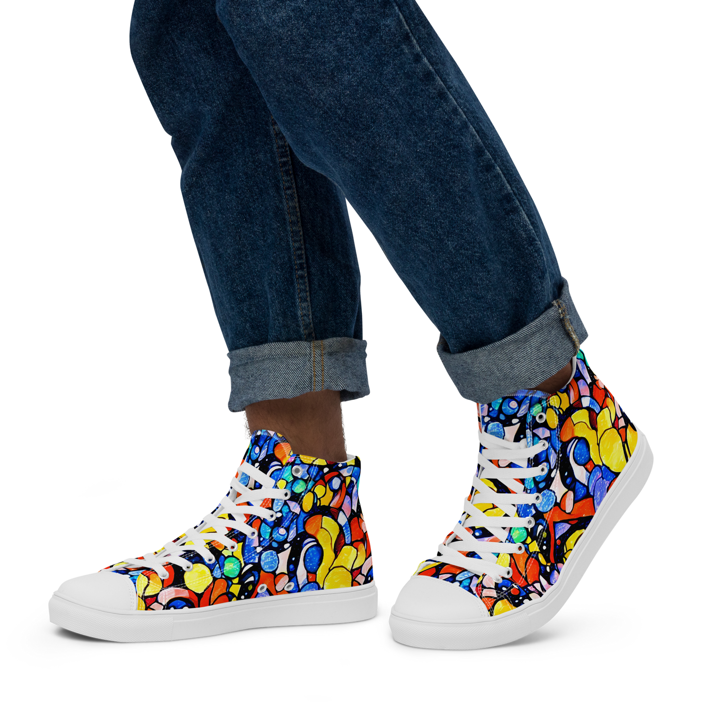 Men's High Top Canvas Shoes - Supernova Symphony