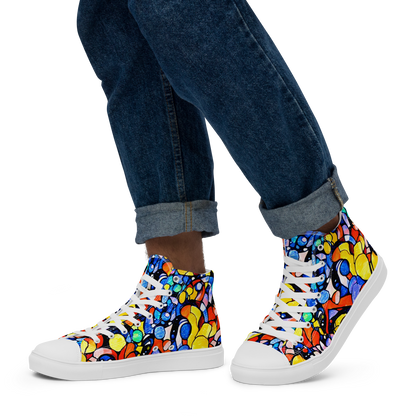 Men's High Top Canvas Shoes - Supernova Symphony