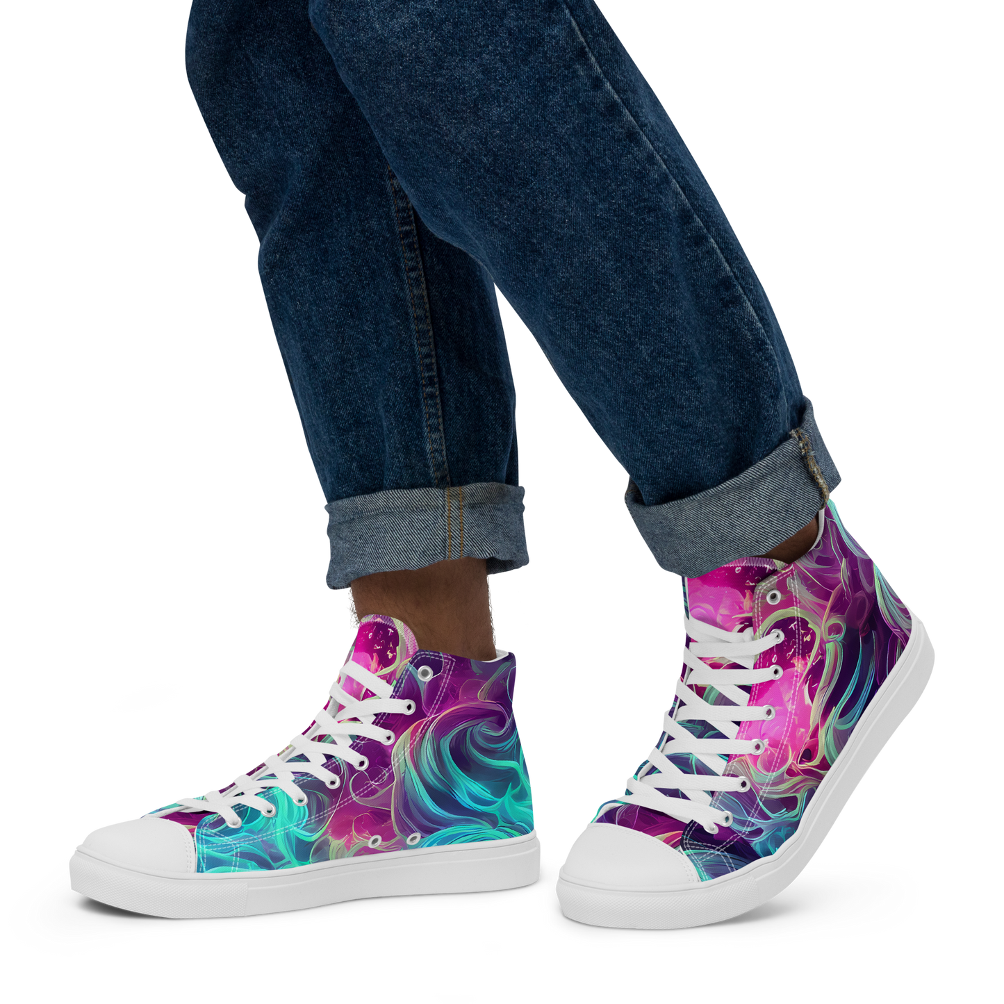 Men's High Top Canvas Shoes - Galactic Bloom