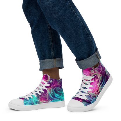 Men's High Top Canvas Shoes - Galactic Bloom