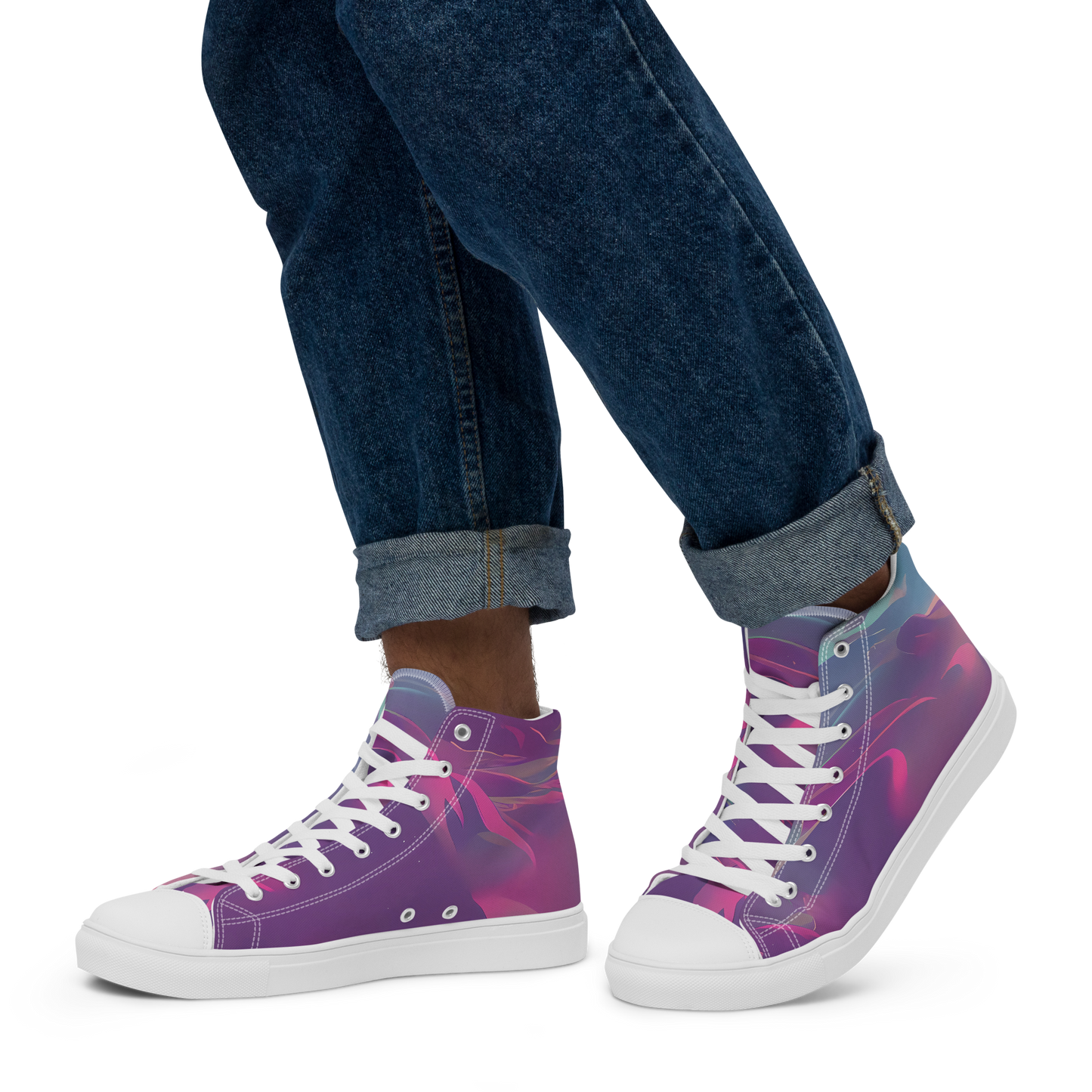 Men's High Top Canvas Shoes - Dreamscape Swirl