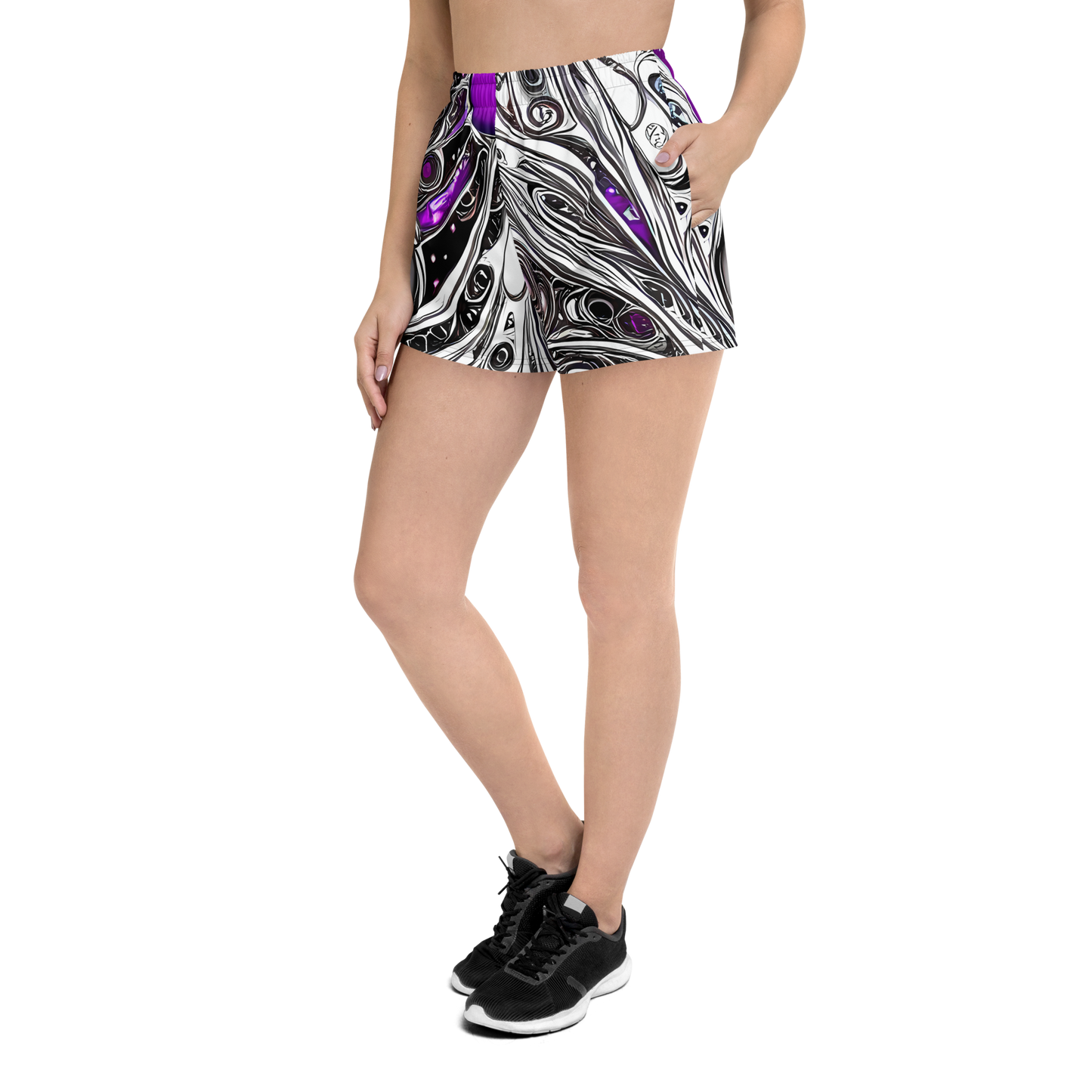 Women’s Athletic Shorts - Neo-Noir Waves