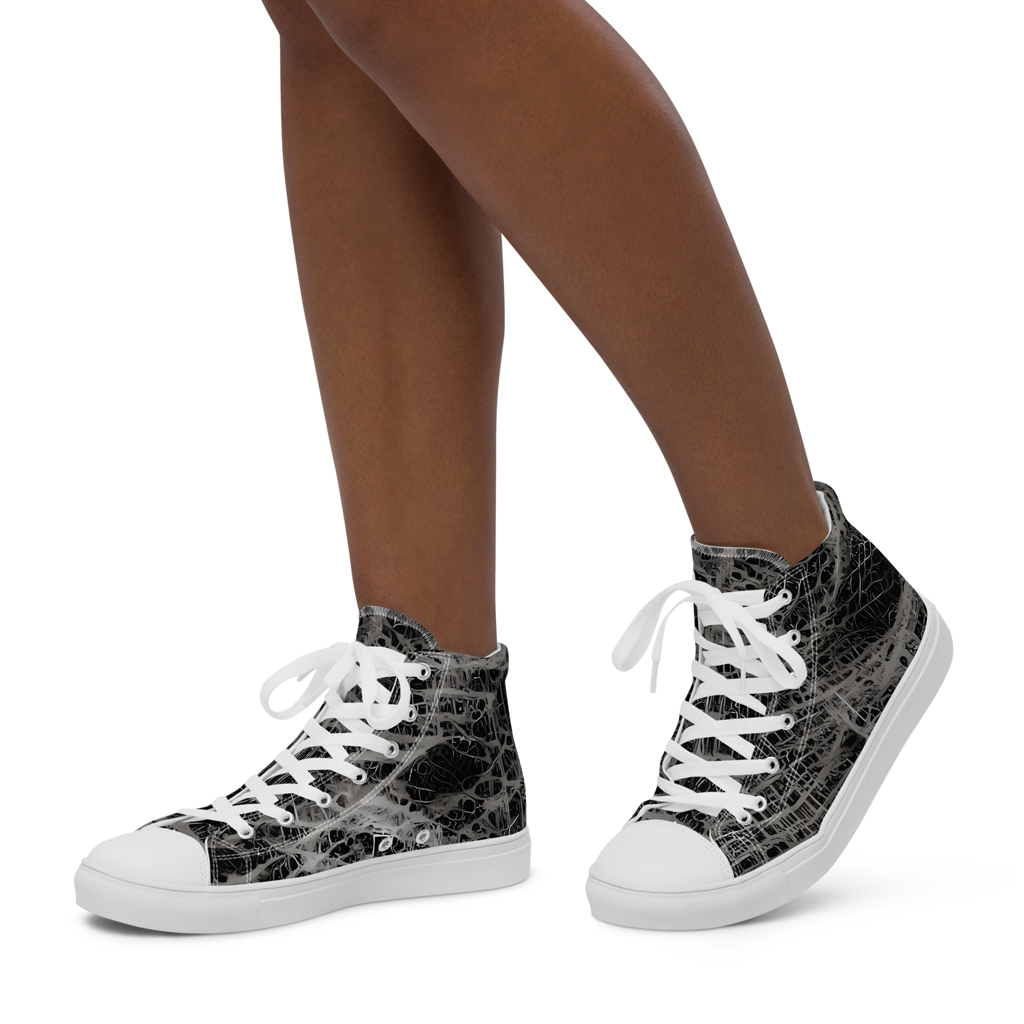 Women's High Top Canvas Shoes - Monochrome Mesh