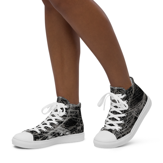 Women's High Top Canvas Shoes - Monochrome Mesh