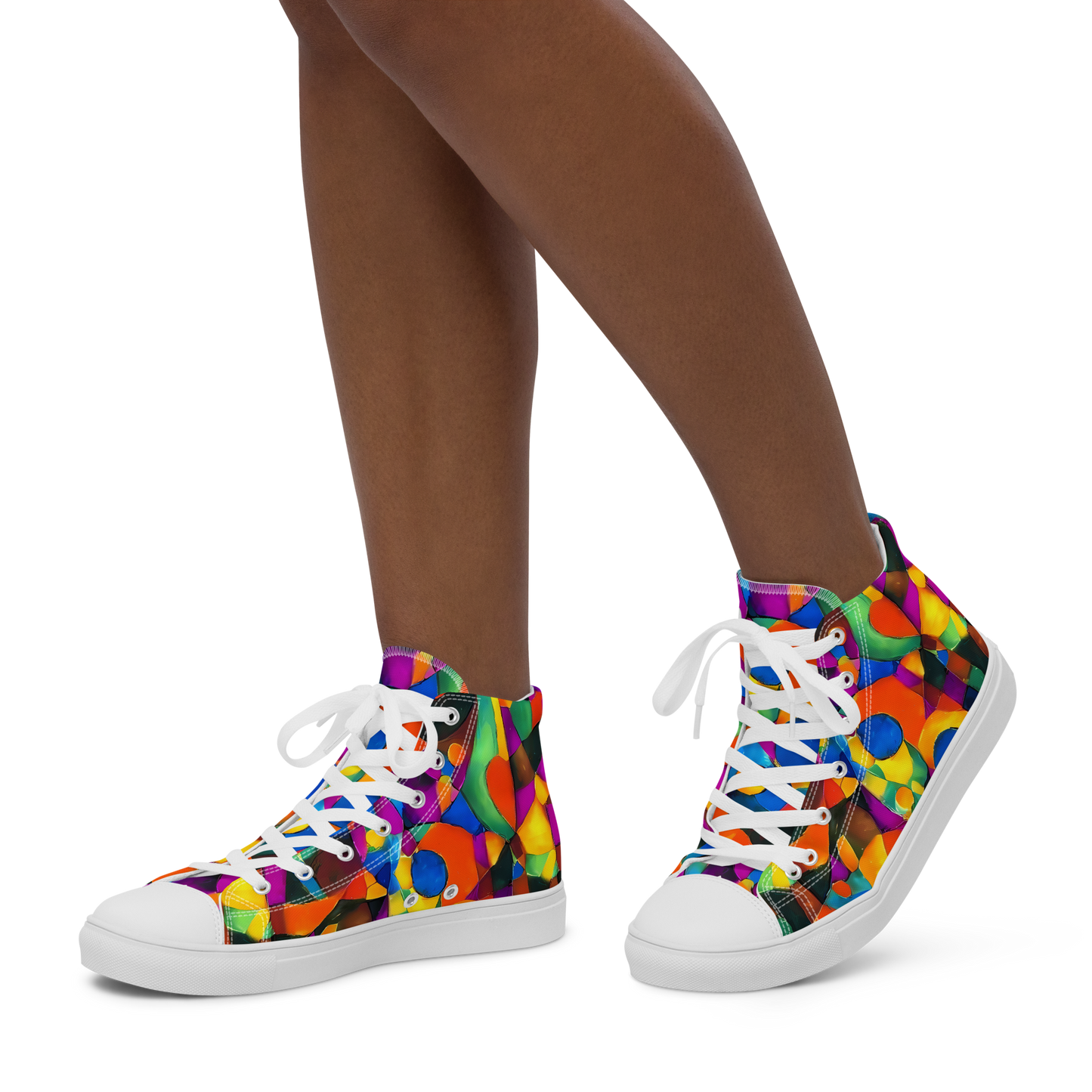 Women's High Top Canvas Shoes - Galactic Jigsaw