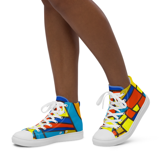 Women's High Top Canvas Shoes - Mondrian Mesh