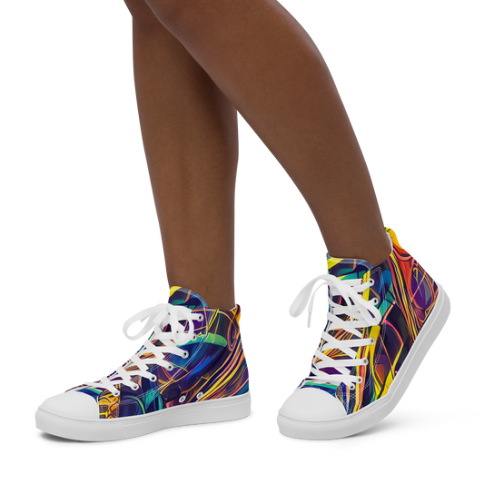 Women's High Top Canvas Shoes - Vector Rhapsody
