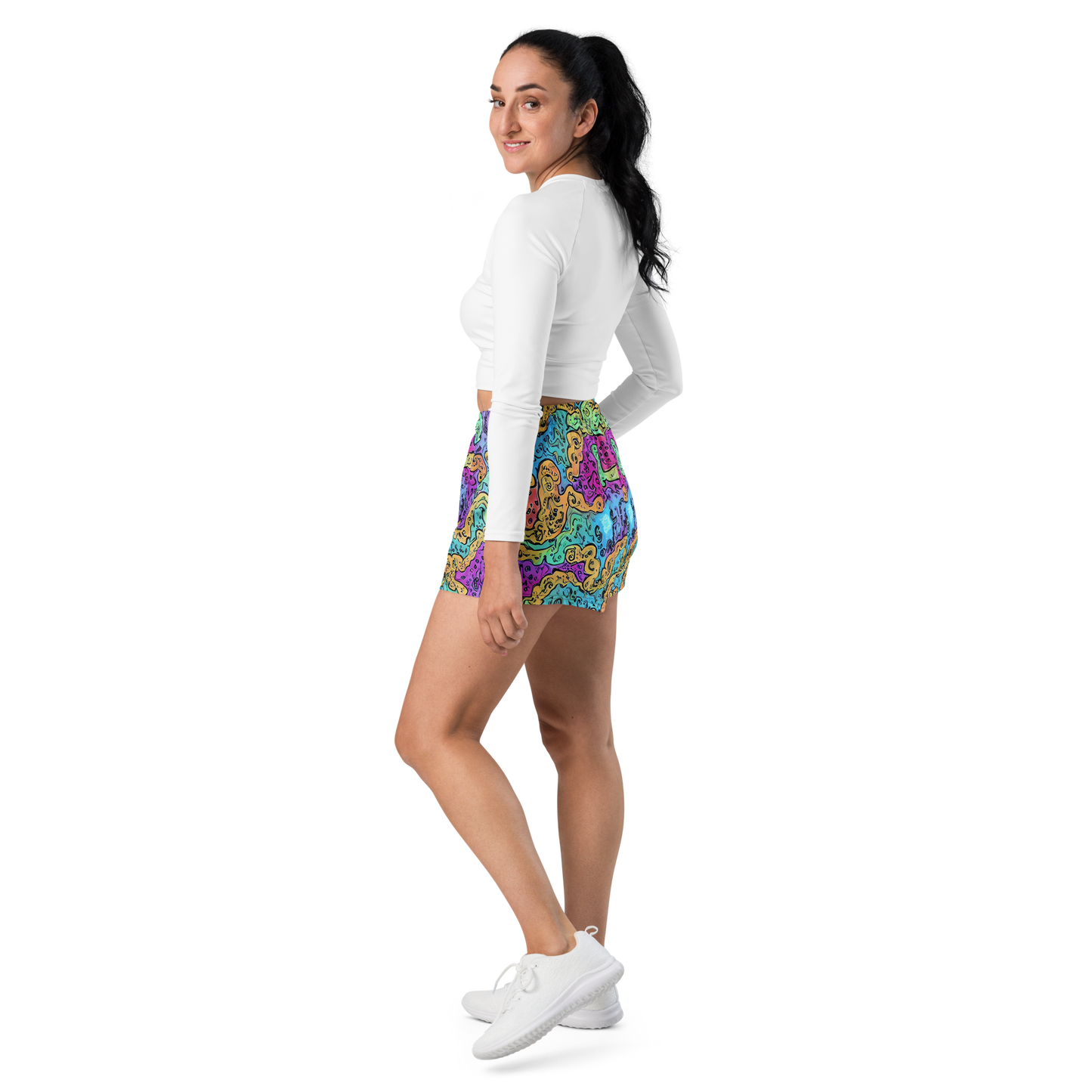 Women’s Athletic Shorts - Intergalactic Graffiti