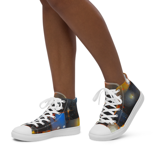 Women's High Top Canvas Shoes - Monet's Matrix