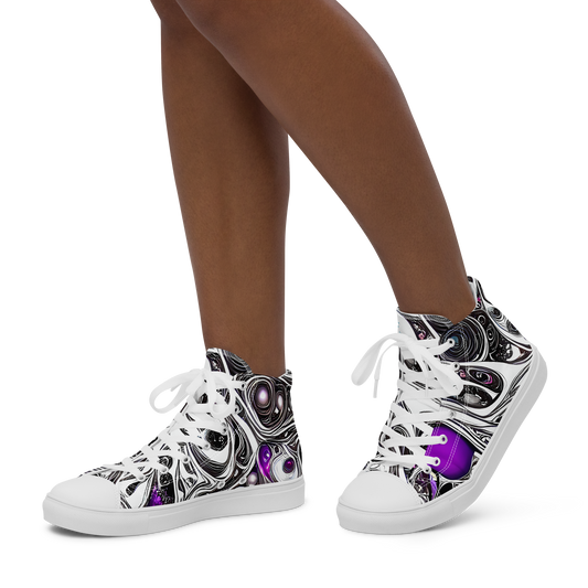 Women's High Top Canvas Shoes - Neo-Noir Waves