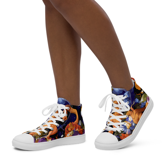 Women's High Top Canvas Shoes - Blooming Cosmos