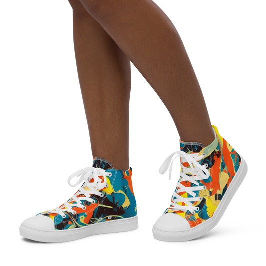 Women's High Top Canvas Shoes - Abstract Tango