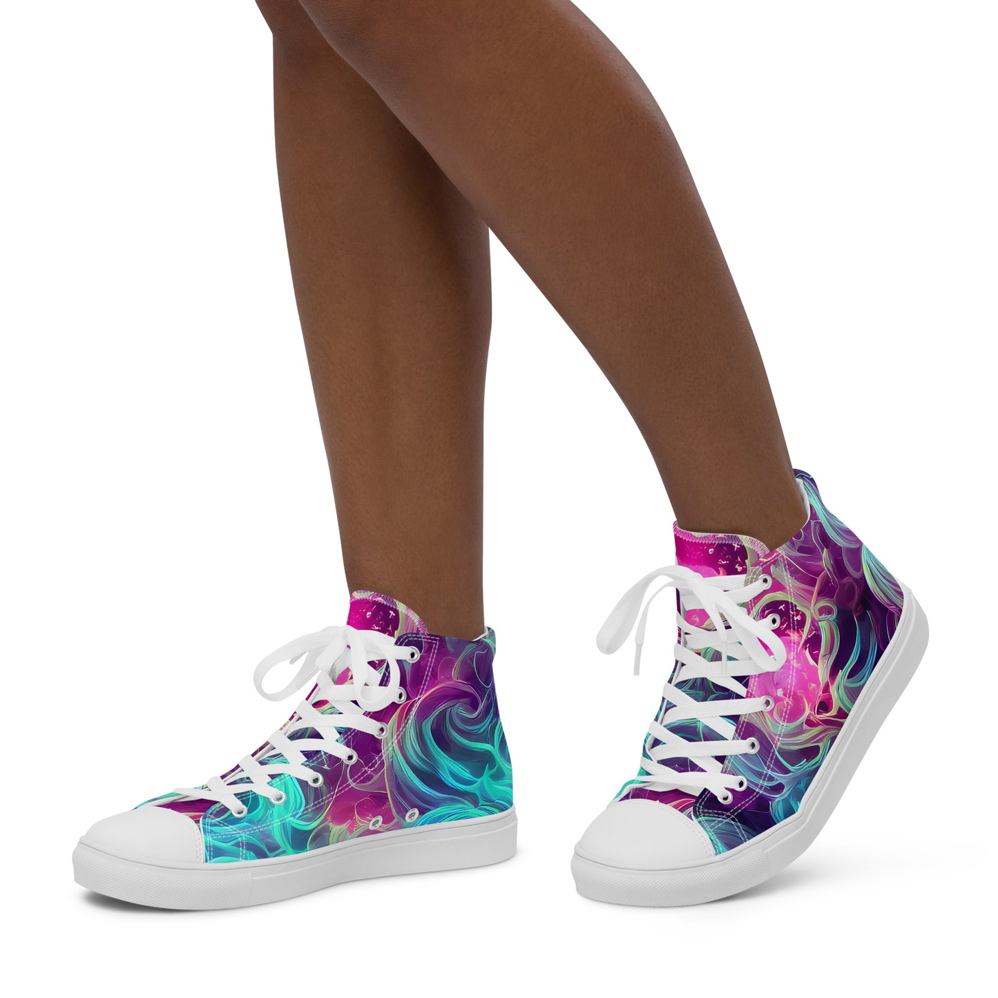 Women's High Top Canvas Shoes - Galactic Bloom