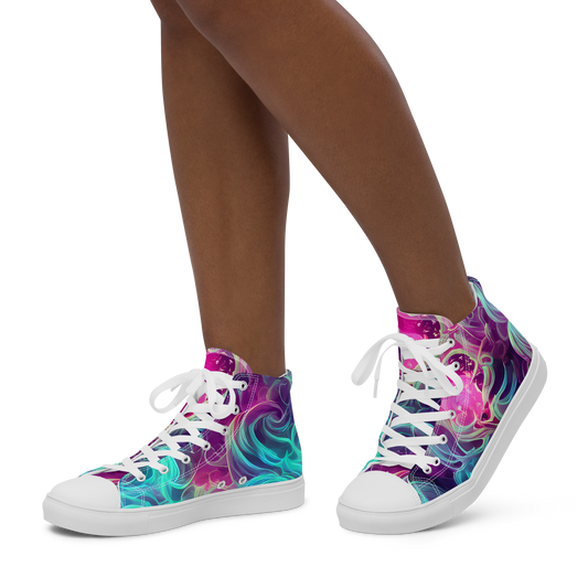 Women's High Top Canvas Shoes - Galactic Bloom