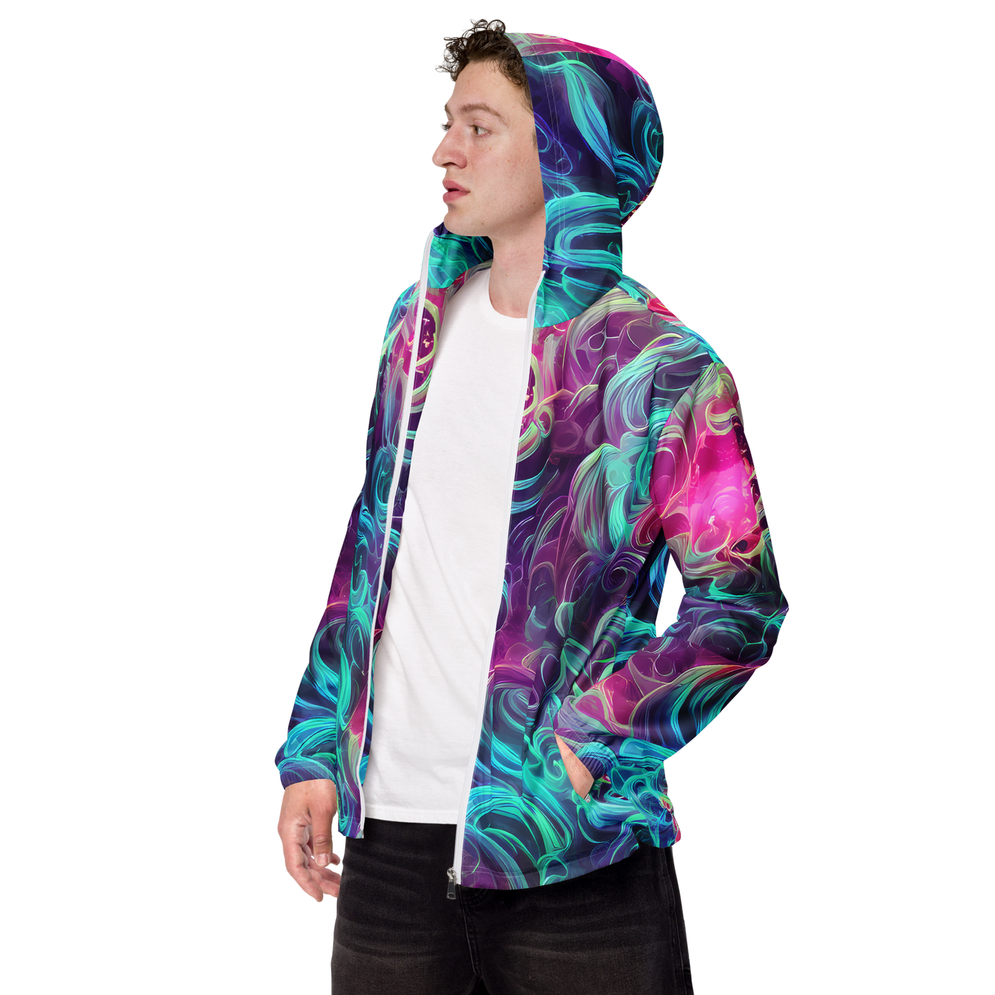 Men's Windbreaker - Galactic Bloom
