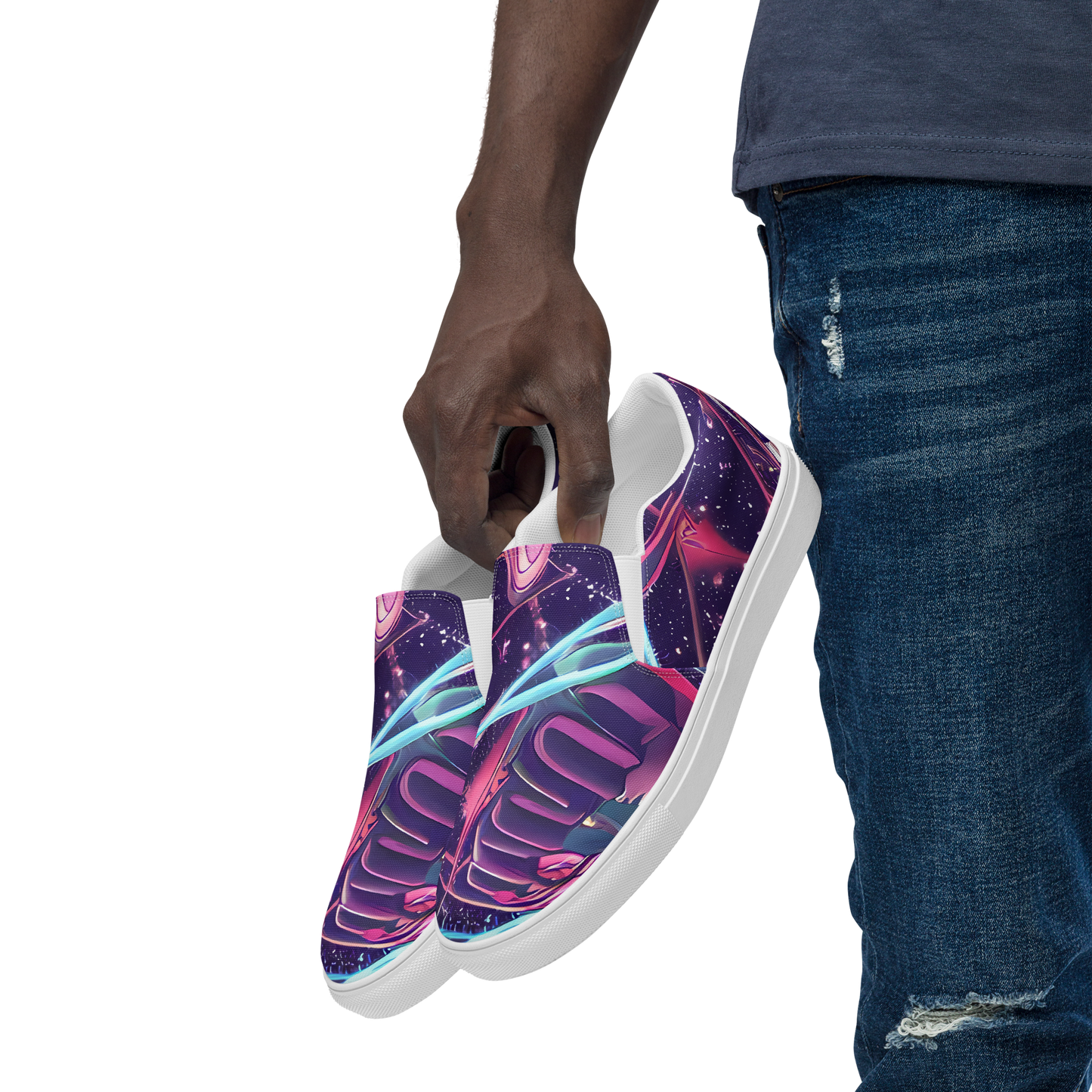 Men's Slip-On Canvas Shoes - Neo-Tokyo Twirl