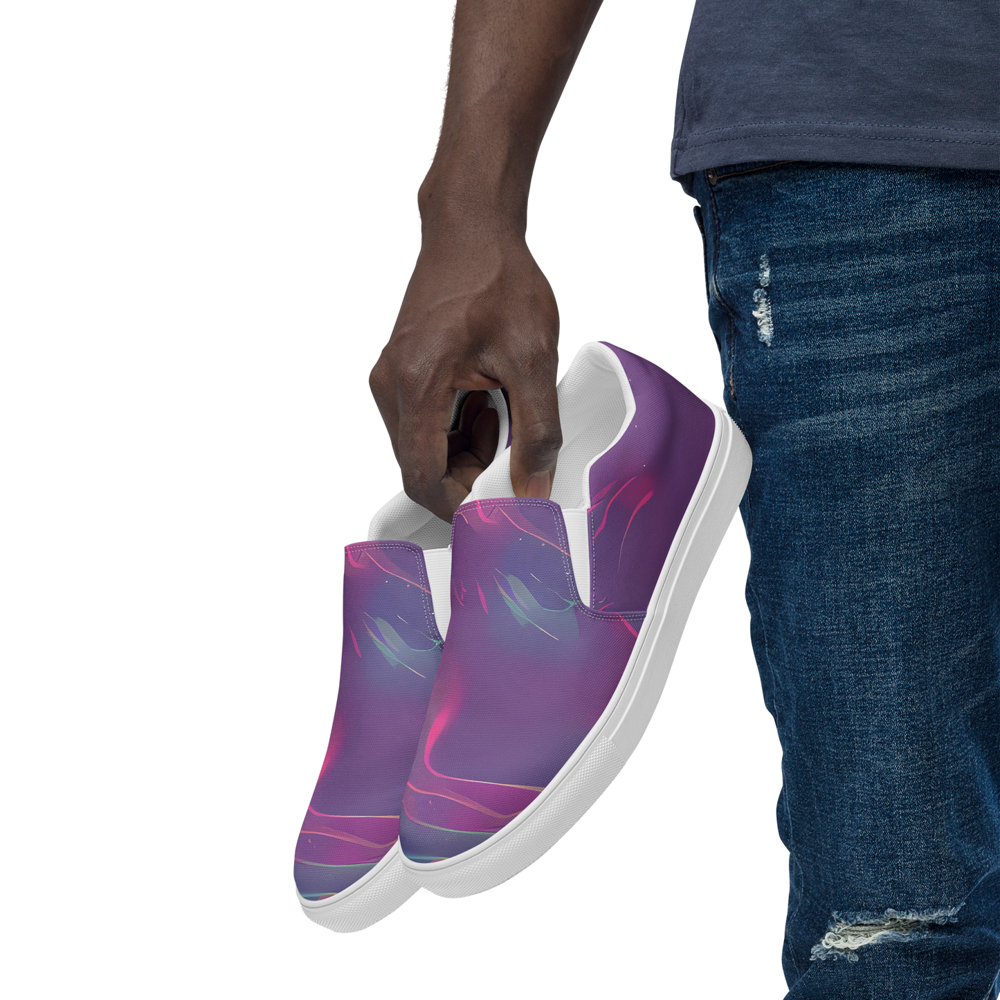 Men's Slip-On Canvas Shoes - Dreamscape Swirl
