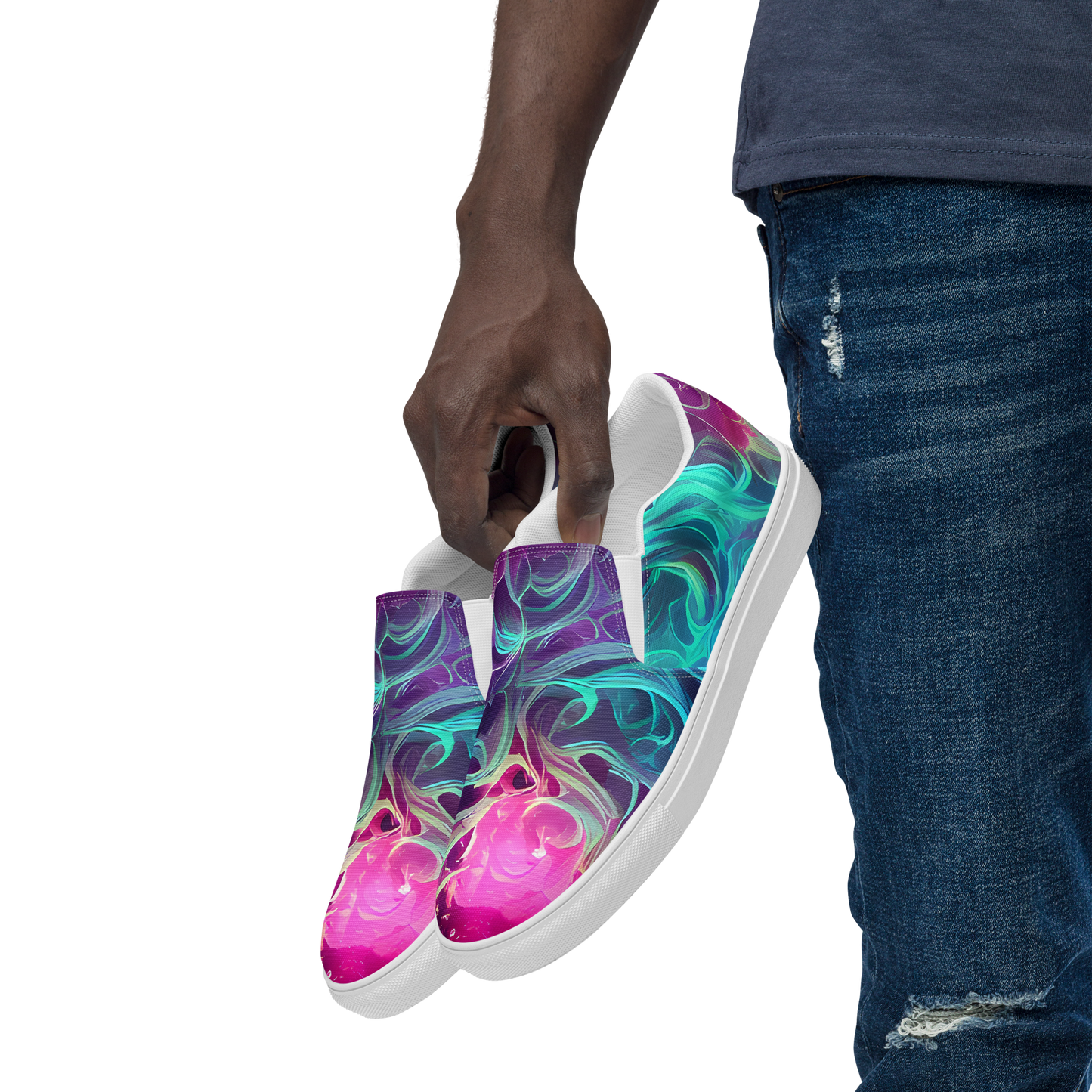 Men's Slip-On Canvas Shoes - Galactic Bloom