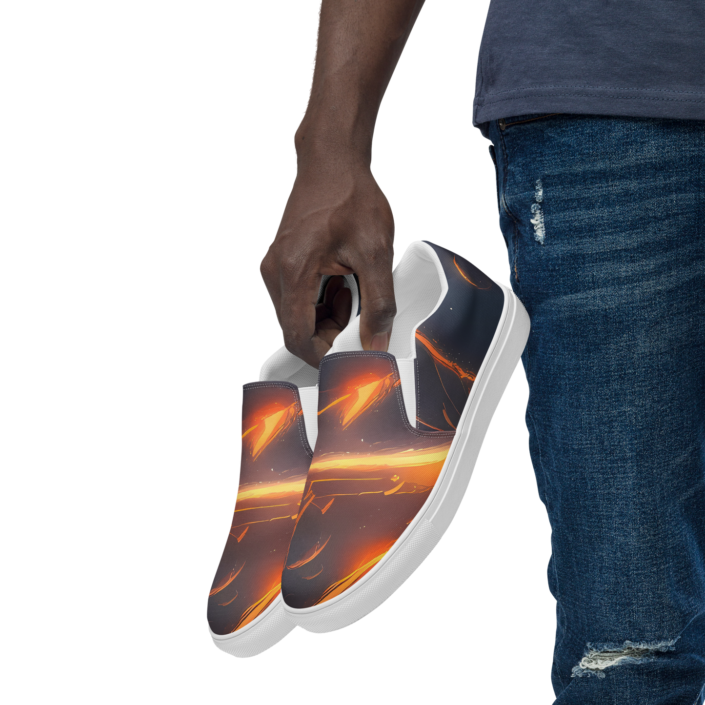 Men's Slip-On Canvas Shoes - Inferno Spirals