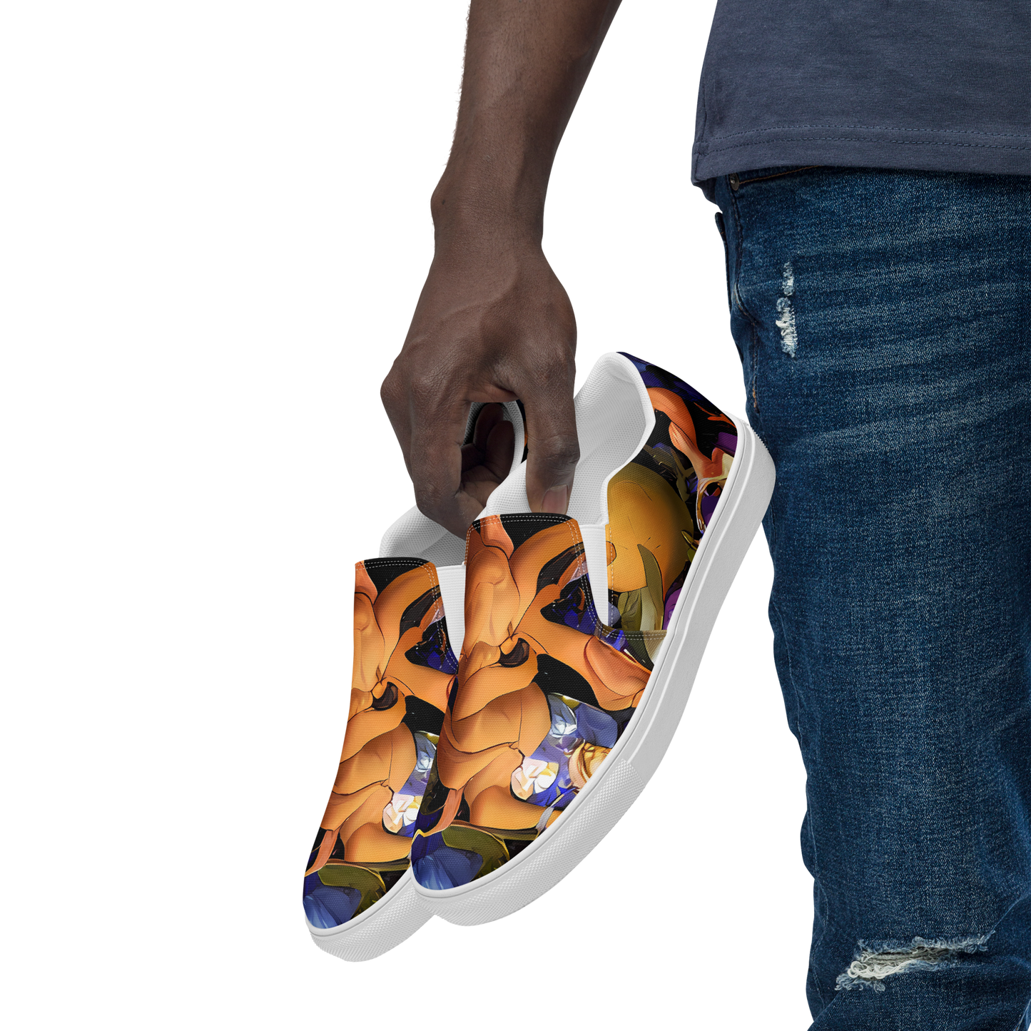 Men's Slip-On Canvas Shoes - Blooming Cosmos