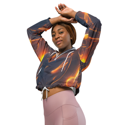 Women's Cropped Windbreaker - Inferno Spirals