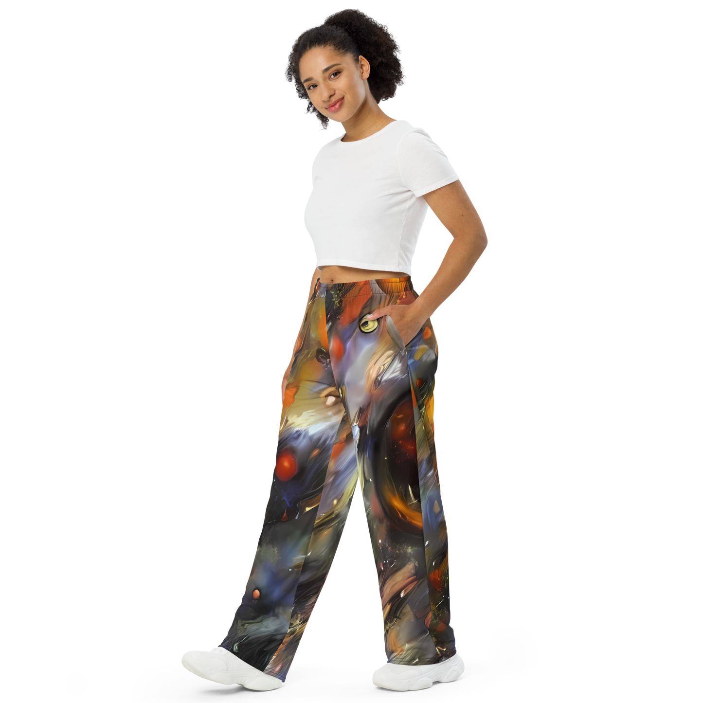 Wide-Leg Pants - Brushstroke Blaze