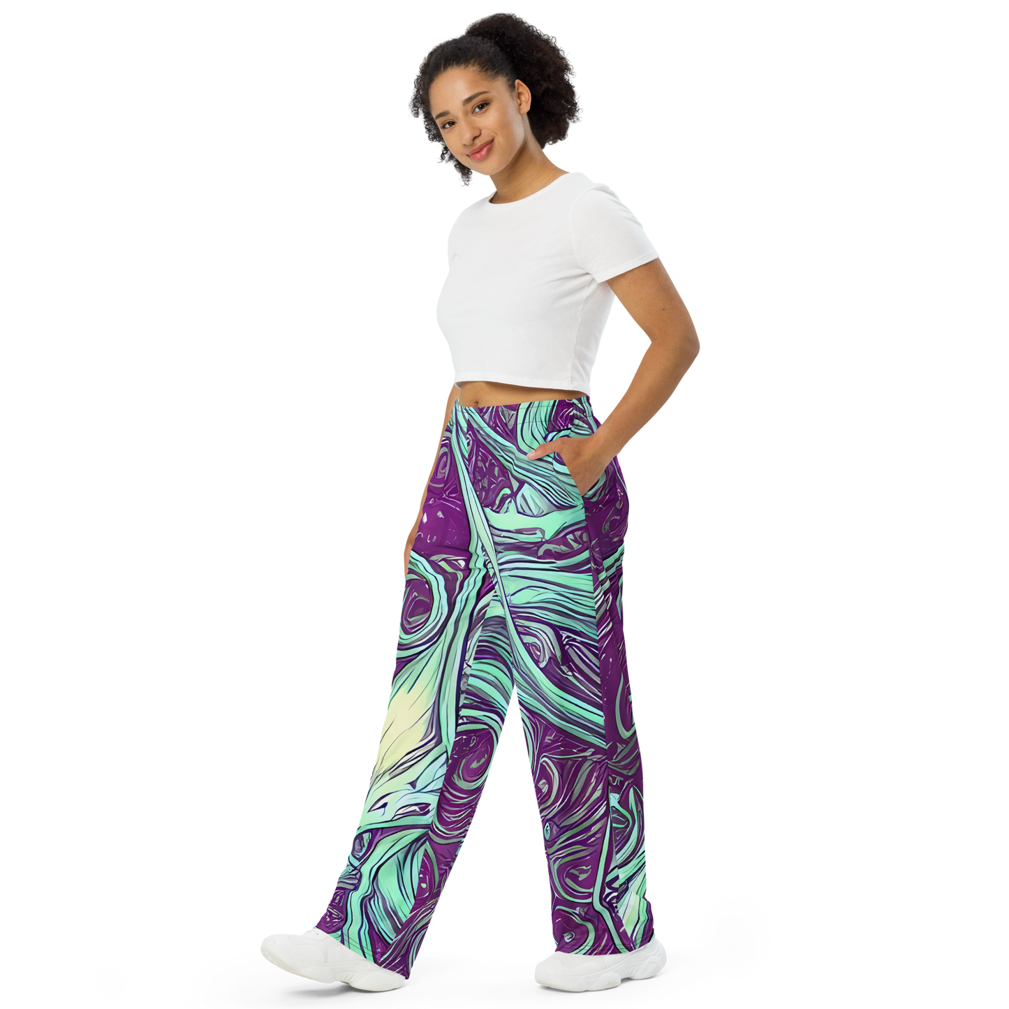 Wide-Leg Pants - Temple Swirls