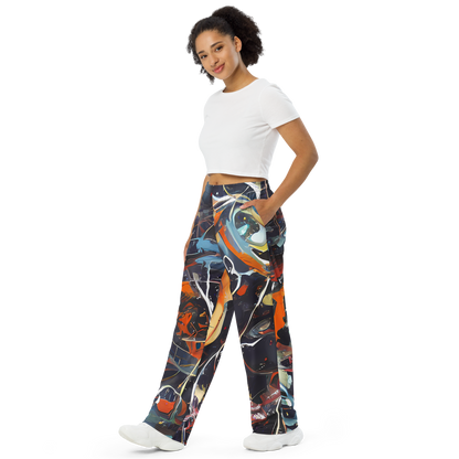 Wide-Leg Pants - Neo-Splash Labyrinth