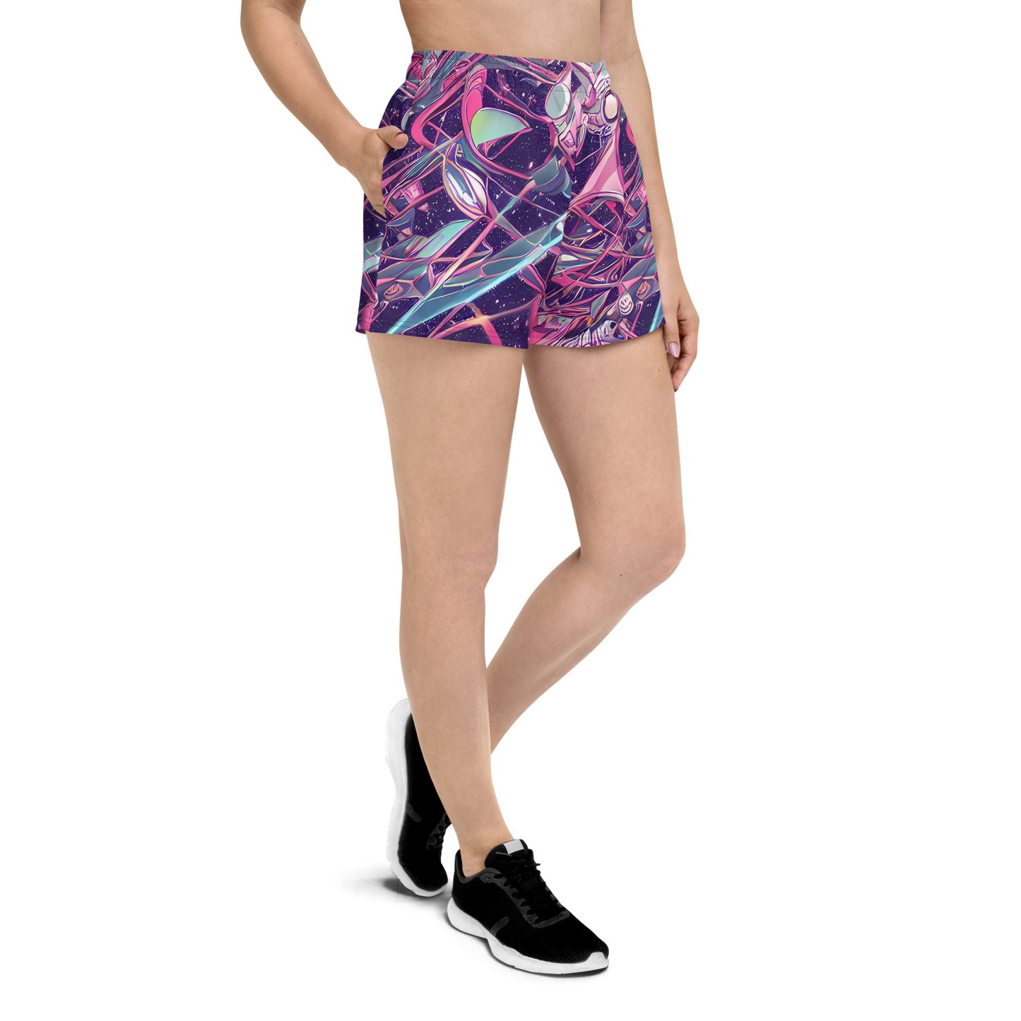 Women’s Athletic Shorts - Neo-Tokyo Twirl