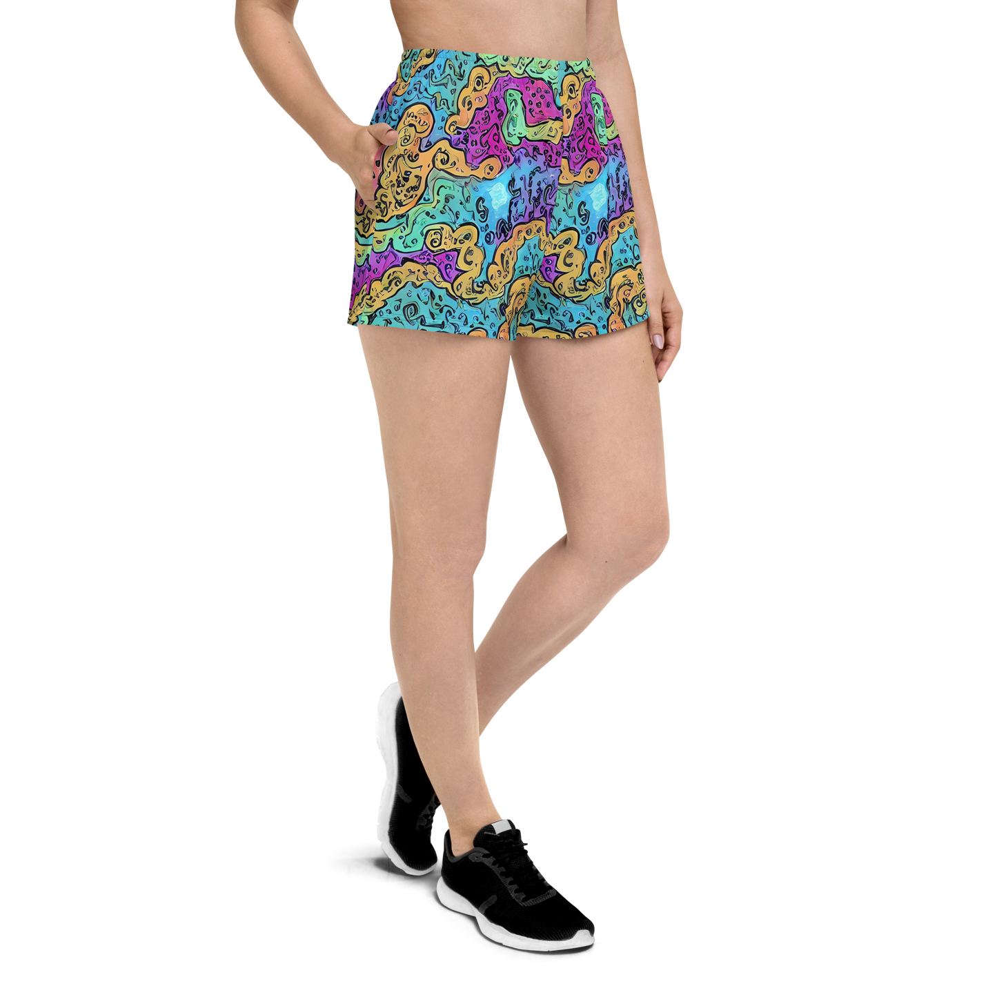 Women’s Athletic Shorts - Intergalactic Graffiti