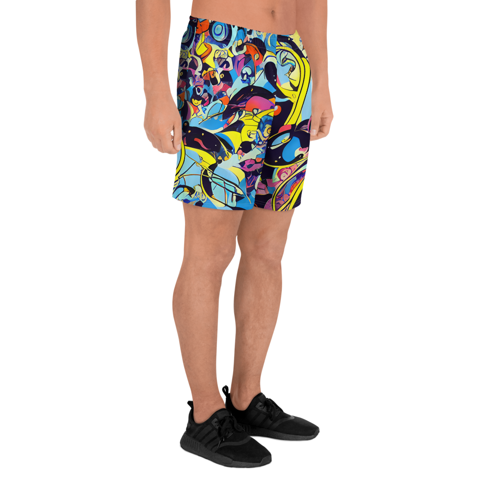 Men's Athletic Shorts - Brown Brushwork