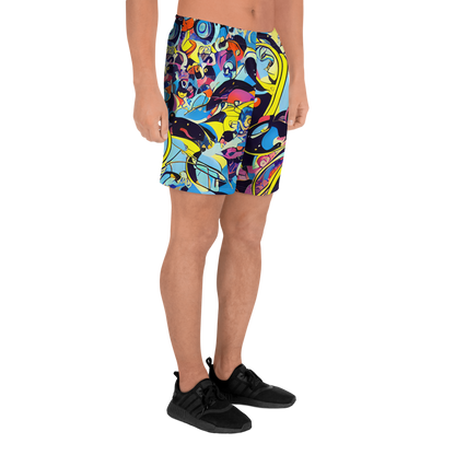 Men's Athletic Shorts - Brown Brushwork