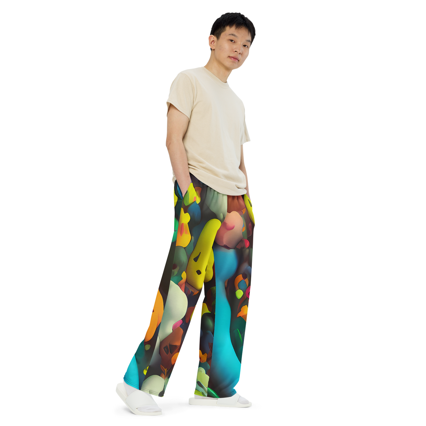 Wide-Leg Pants - Bubble Pop Art