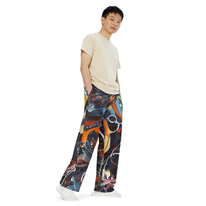 Wide-Leg Pants - Neo-Splash Labyrinth