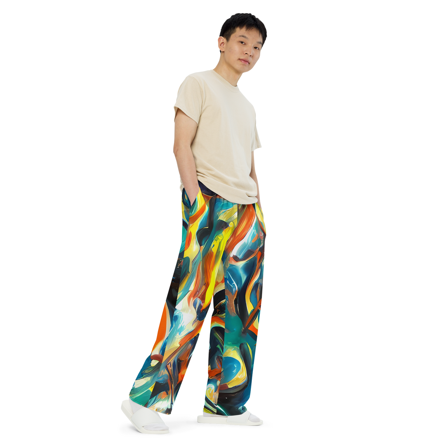 Wide-Leg Pants - Chromatic Vortex