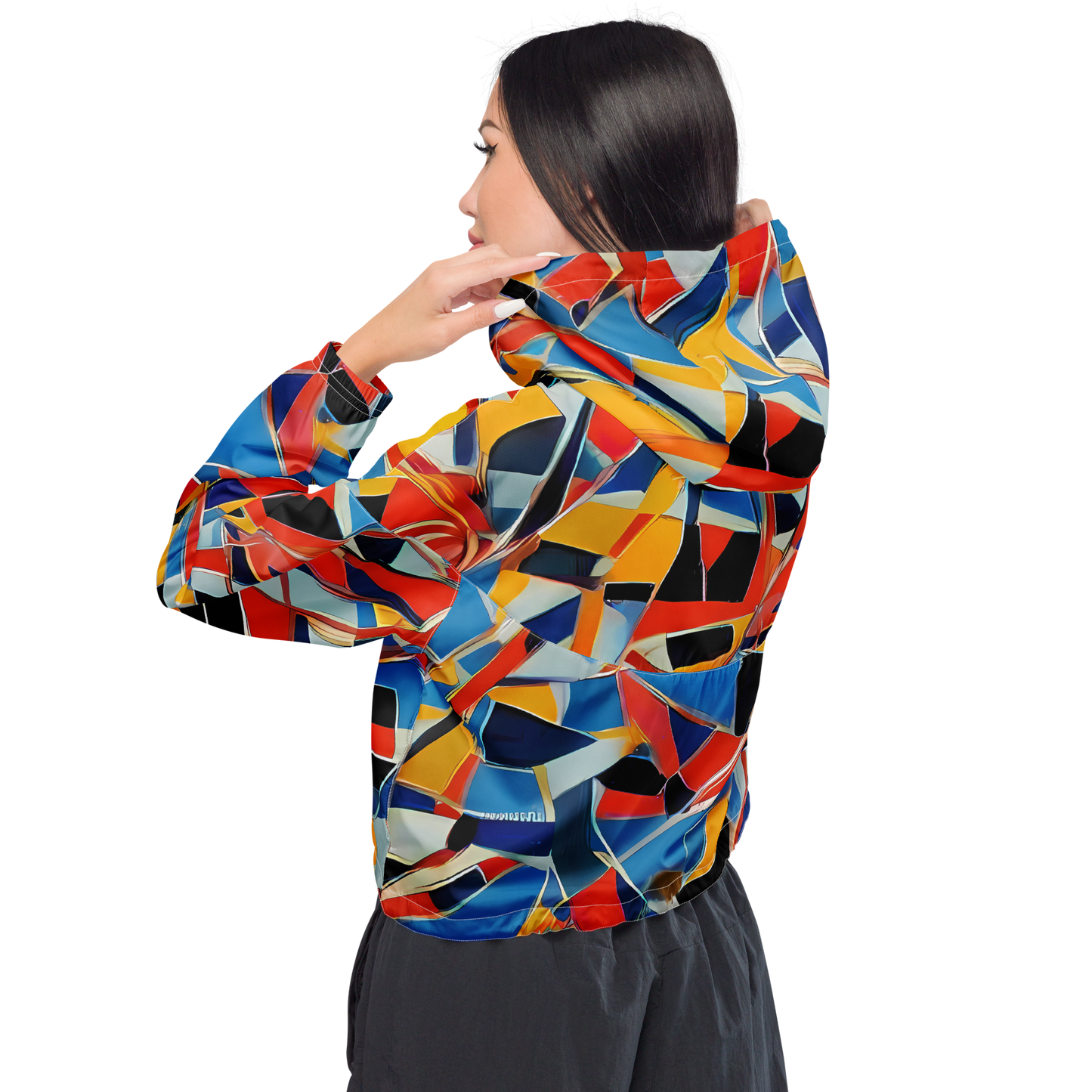 Women's Cropped Windbreaker - Abstract Mingle