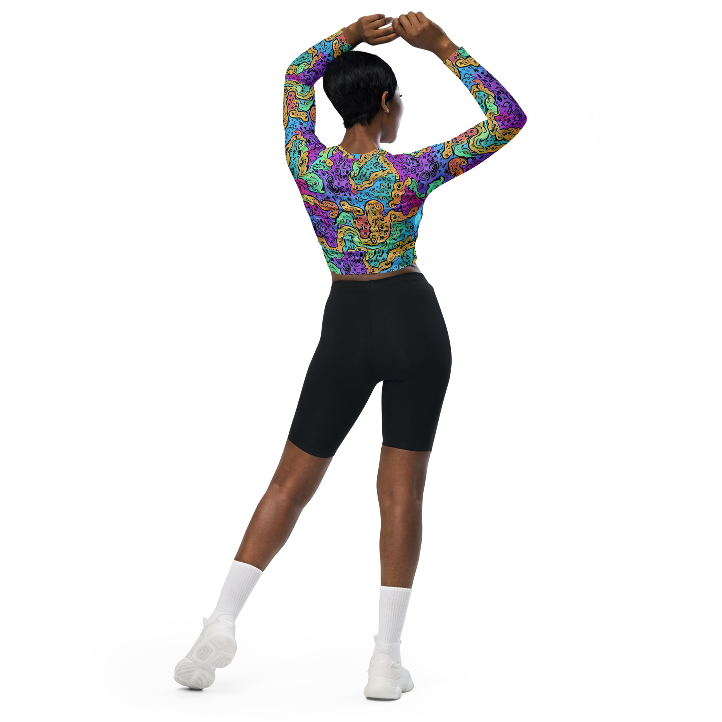 Long Sleeve Crop Top - Intergalactic Graffiti