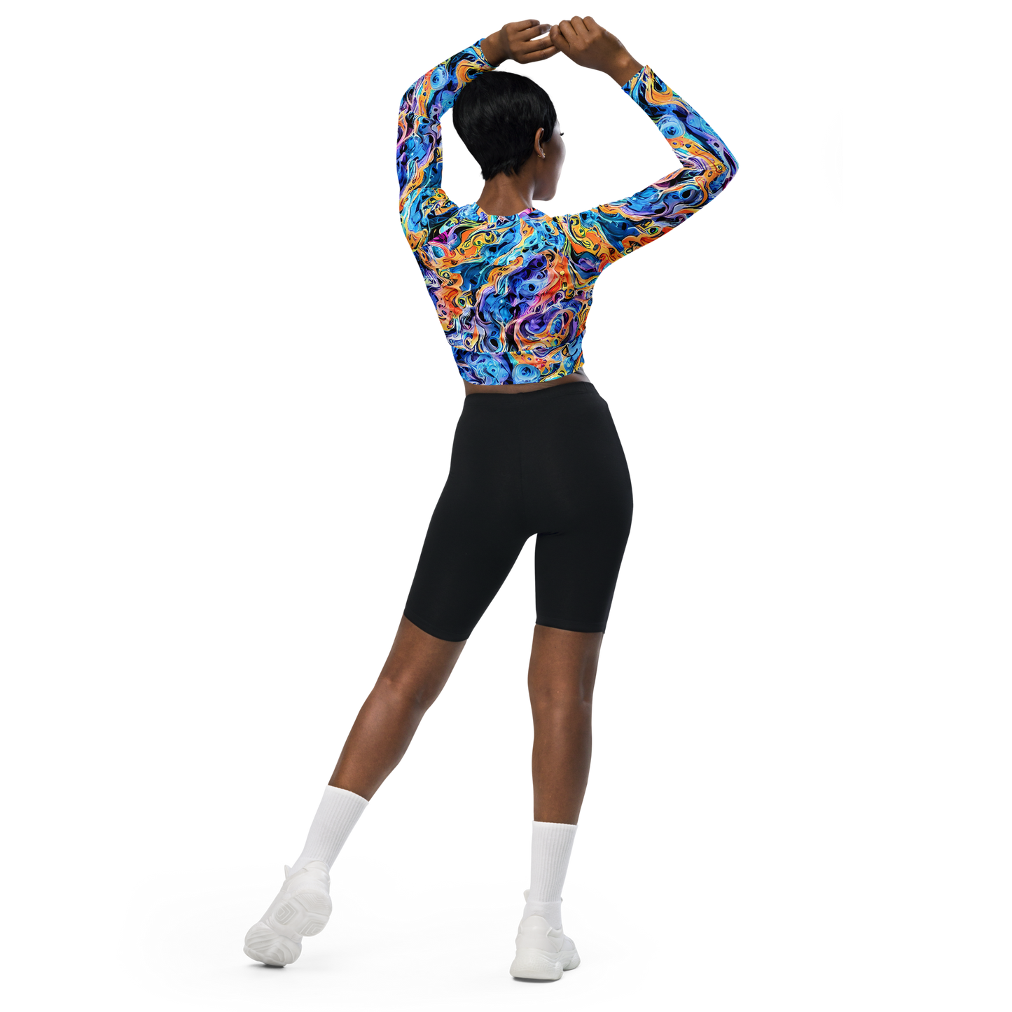 Long Sleeve Crop Top - Rococo Vortex