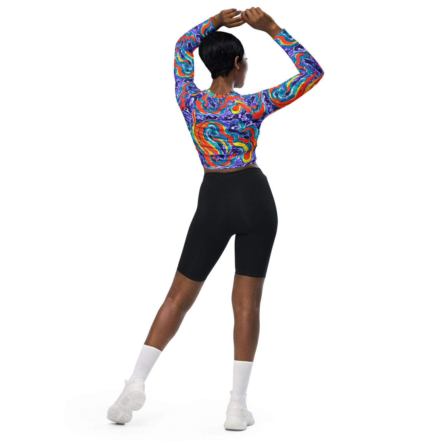 Long Sleeve Crop Top - Galactic Waves