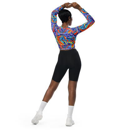 Long Sleeve Crop Top - Galactic Waves