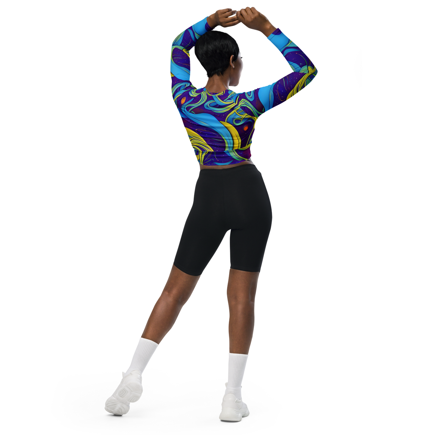 Long Sleeve Crop Top - Stellar Swirls