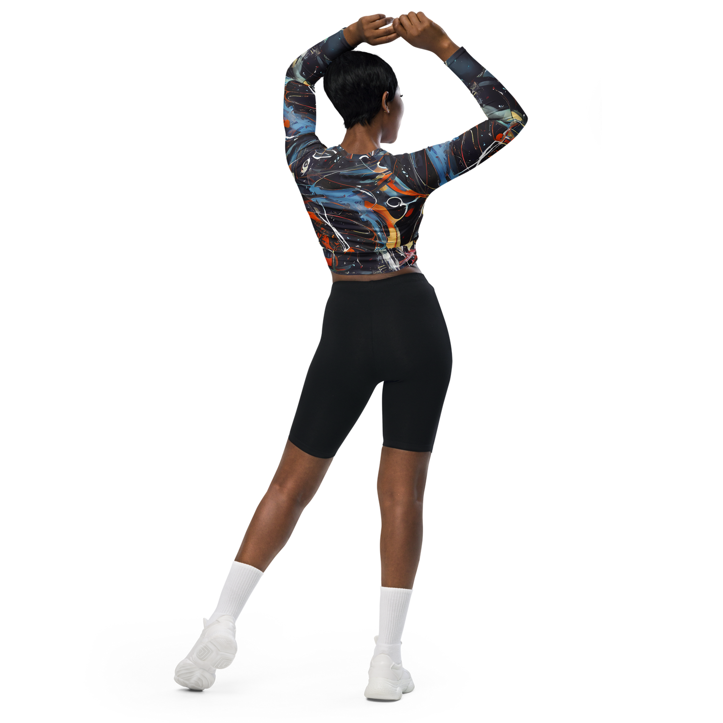 Long Sleeve Crop Top - Neo-Splash Labyrinth