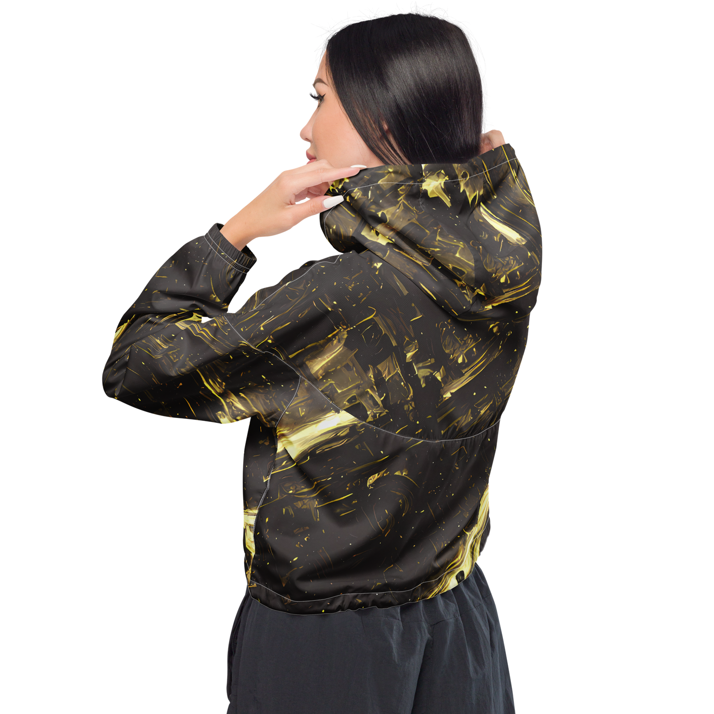 Women's Cropped Windbreaker - Oceanic Echo