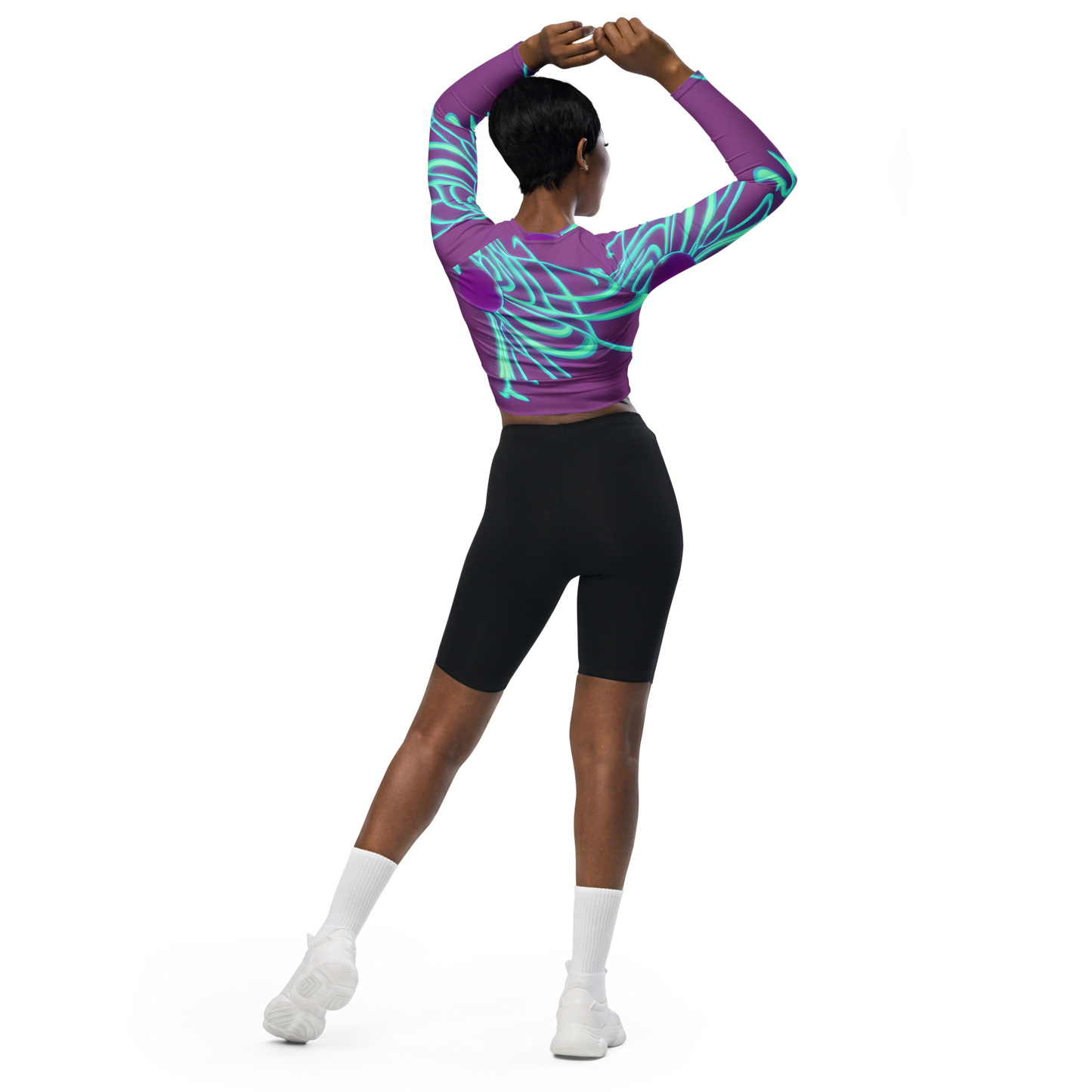 Long Sleeve Crop Top - Neon Drift