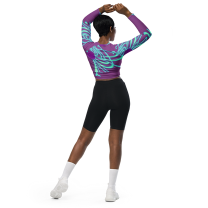 Long Sleeve Crop Top - Neon Drift