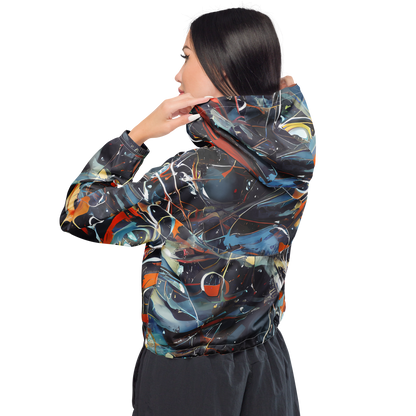 Women's Cropped Windbreaker - Neo-Splash Labyrinth